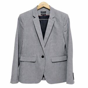 RW & CO. RW&CO. One Button Fitted Blazer Suiting Stretch Lined Grey Women 10